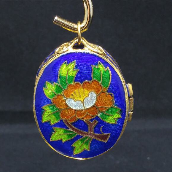 Vintage Cloisonne Enamel Pendant Trinket Box, 1970s Jewelry, Boho - Picture 1 of 10